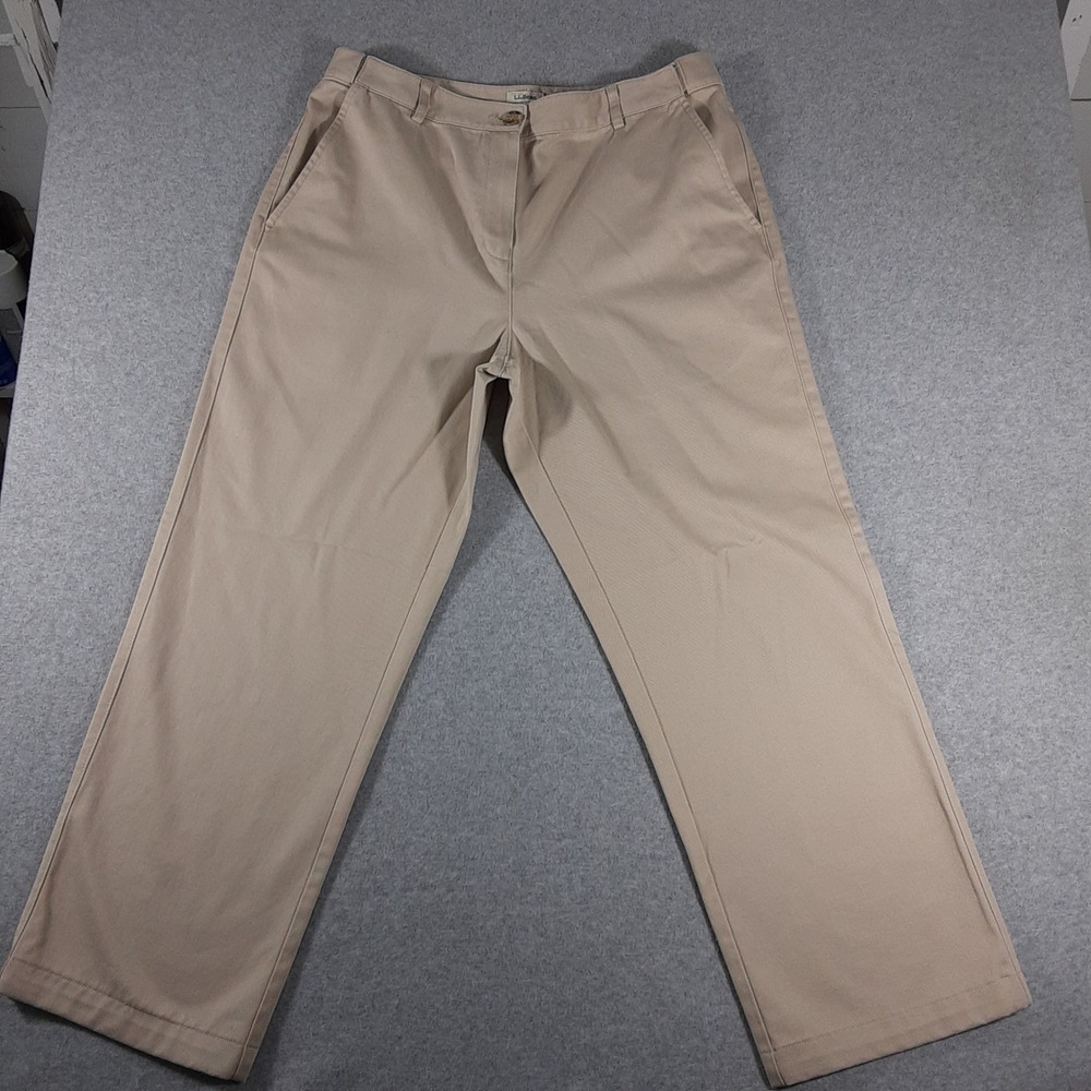 LL Bean Classic Fit Chino Pants Womens 10 Pet Tan Khaki Cotton Straight Leg